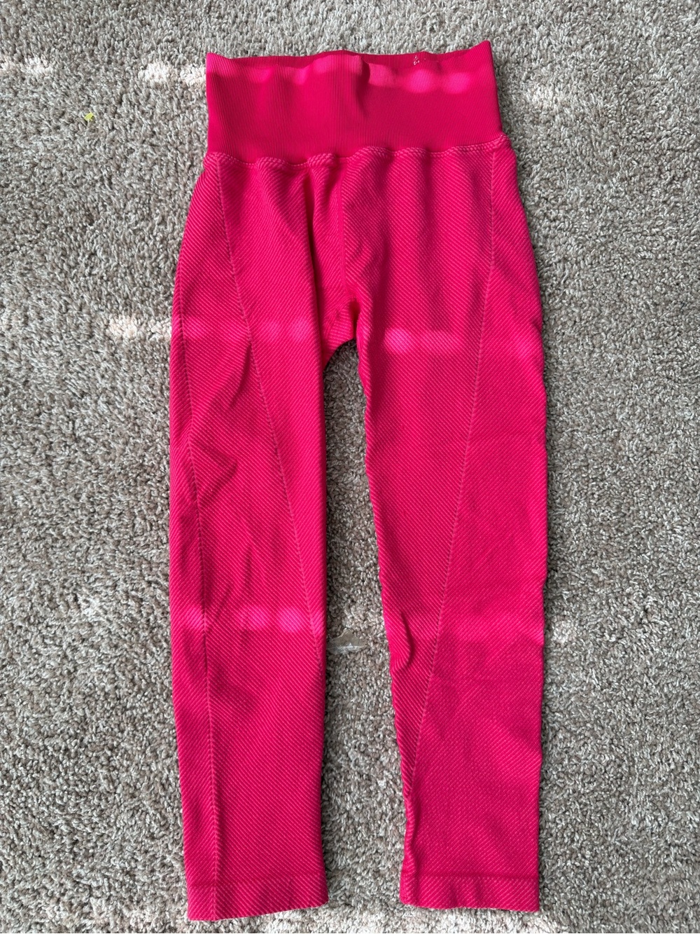 Free People Hot Pink Ribbed High-Waist Leggings